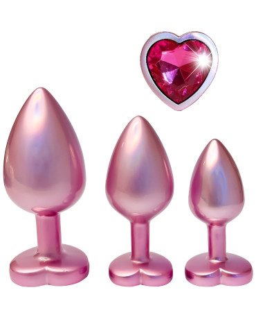 Sada análních kolíků se srdíčkem Pearl Pink Plug Set , Dream Toys