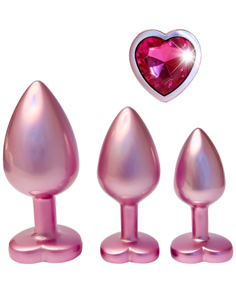 Sada análních kolíků se srdíčkem Pearl Pink Plug Set , Dream Toys