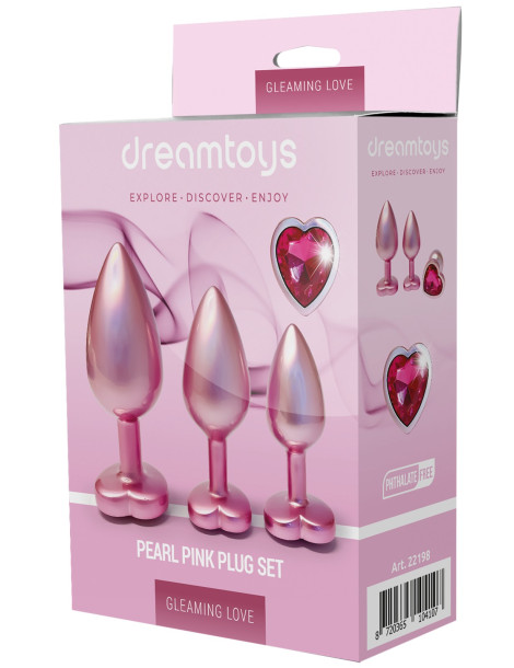 Sada análních kolíků se srdíčkem Pearl Pink Plug Set , Dream Toys