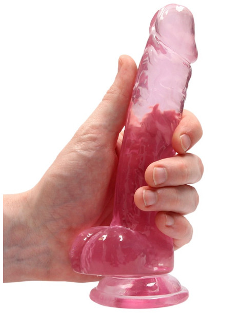 Realistické dildo s varlaty a přísavkou RealRock 7" , SHOTS (růžové)
