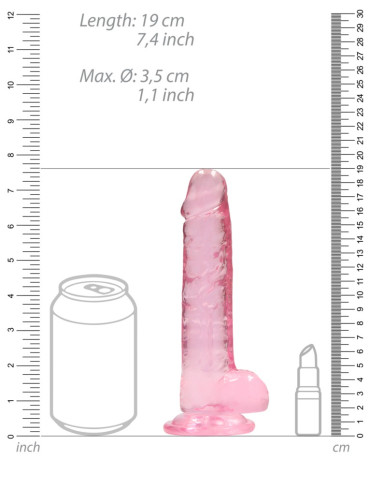Realistické dildo s varlaty a přísavkou RealRock 7" , SHOTS (růžové)