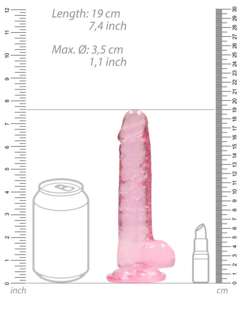 Realistické dildo s varlaty a přísavkou RealRock 7" , SHOTS (růžové)
