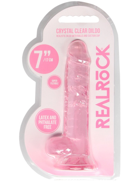 Realistické dildo s varlaty a přísavkou RealRock 7" , SHOTS (růžové)