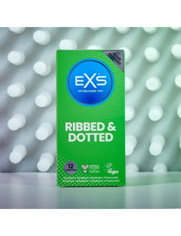 Vroubkované kondomy EXS Ribbed & Dotted (12 ks)