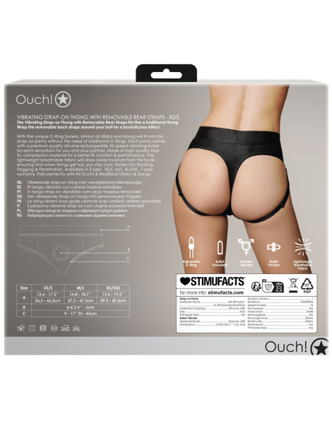 Univerzální strapon tanga (+ vibrační patrona) Ouch! , SHOTS