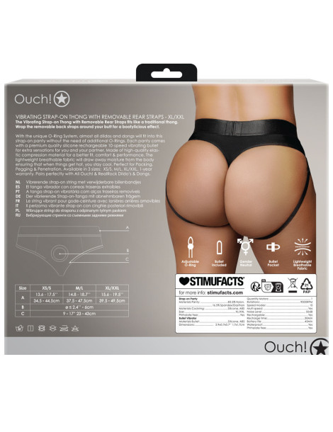 Univerzální strapon tanga (+ vibrační patrona) Ouch! , SHOTS
