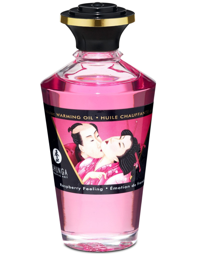 Afrodiziakální hřejivý masážní olej Raspberry Feeling , Shunga (100 ml)