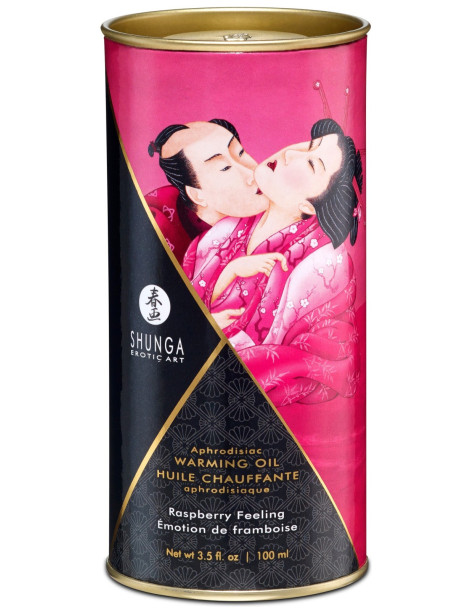 Afrodiziakální hřejivý masážní olej Raspberry Feeling , Shunga (100 ml)