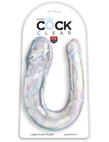 Dvojité realistické dildo King Cock Clear Large Double Trouble 17.5" , Pipedream