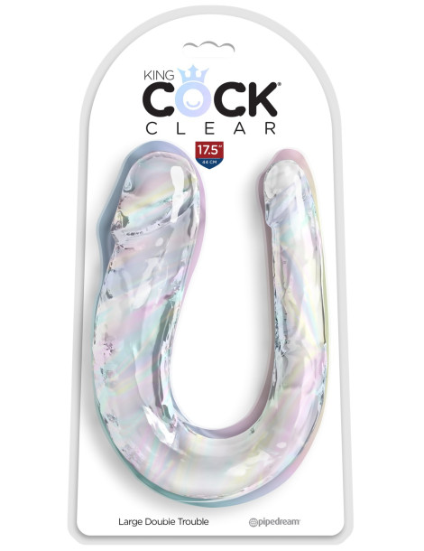 Dvojité realistické dildo King Cock Clear Large Double Trouble 17.5" , Pipedream