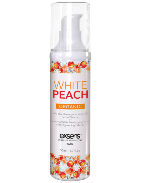 Hřejivý intimní masážní olej White Peach Organic , Exsens (50 ml)