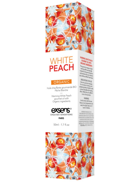 Hřejivý intimní masážní olej White Peach Organic , Exsens (50 ml)