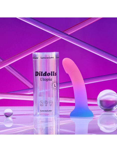 Silikonové dildo s přísavkou Dildolls Utopia L , Love to Love