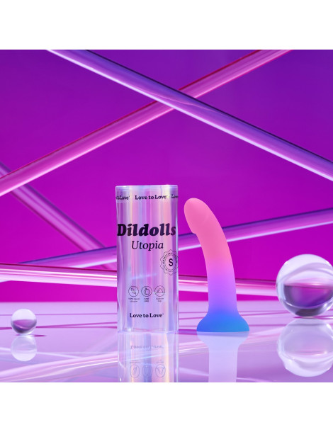 Silikonové dildo s přísavkou Dildolls Utopia S , Love to Love