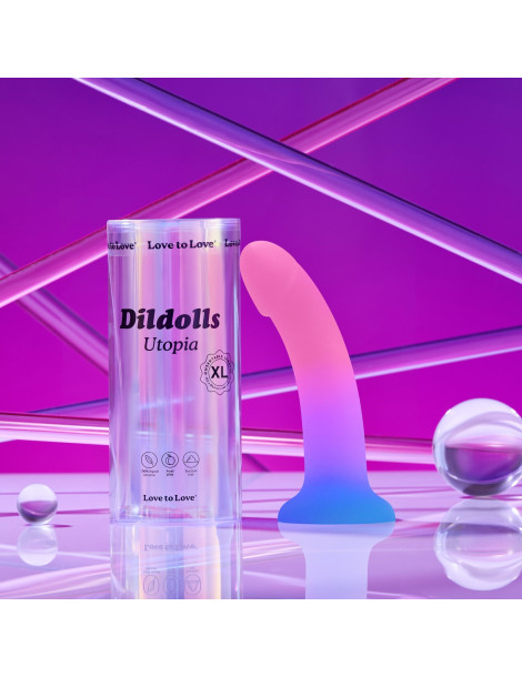 Silikonové dildo s přísavkou Dildolls Utopia XL , Love to Love