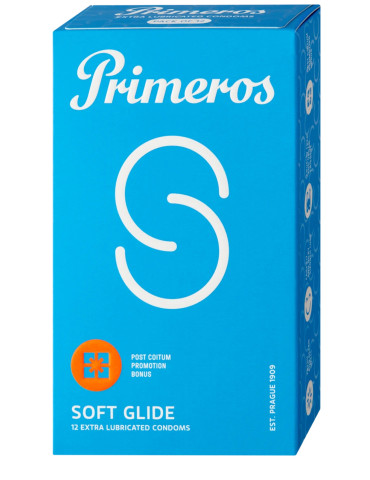 Ztenčené a extra lubrikované kondomy Primeros SOFTGLIDE (12 ks)