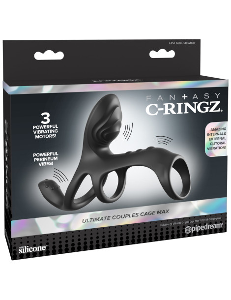 Párový vibrátor s kroužky na penis Ultimate Couples Cage Max , Pipedream