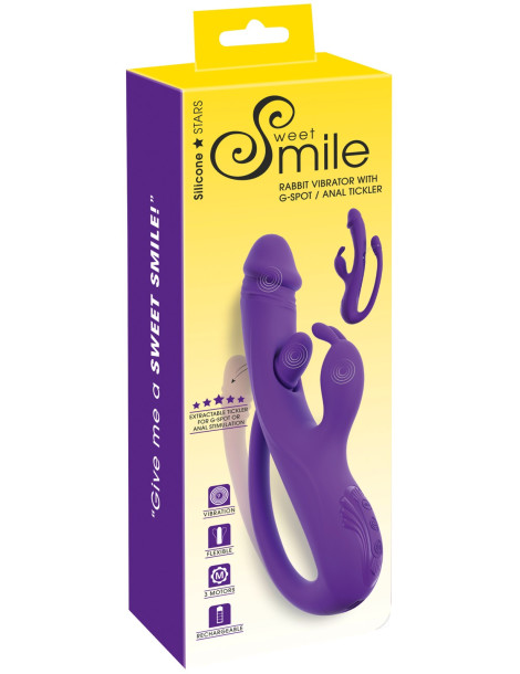 Vibrátor s králíčkem a stimulátorem , Sweet Smile