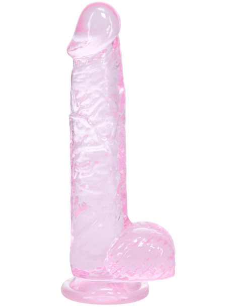 Realistické dildo s varlaty a přísavkou Crystal Clear 5" , RealRock (růžové)