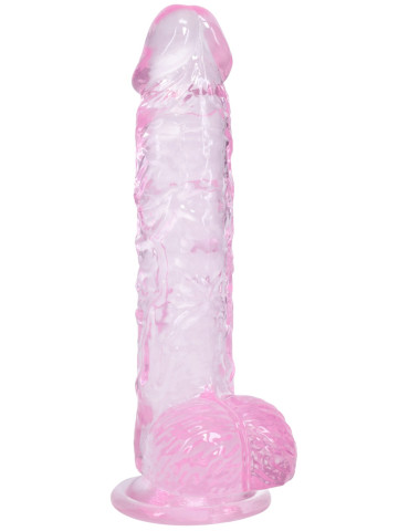 Realistické dildo s varlaty a přísavkou Crystal Clear 5" , RealRock (růžové)