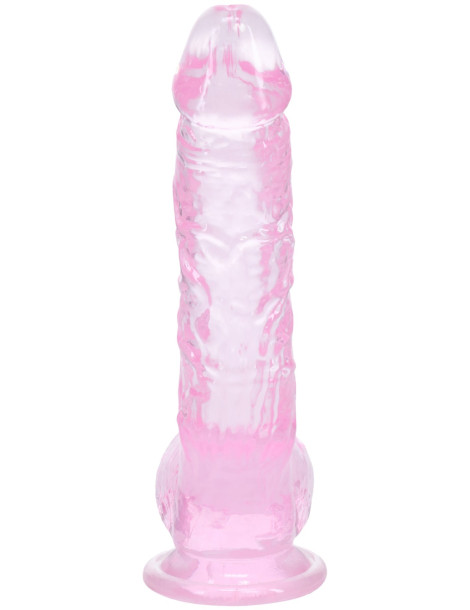 Realistické dildo s varlaty a přísavkou Crystal Clear 5" , RealRock (růžové)