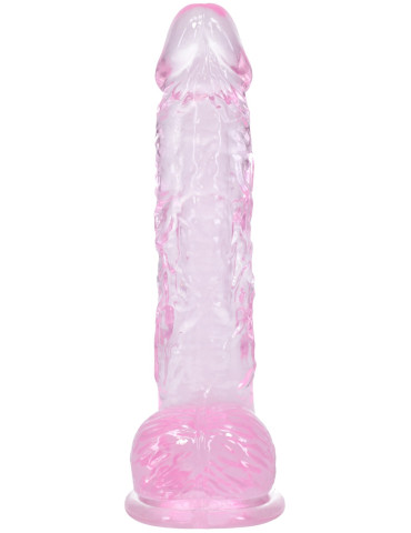 Realistické dildo s varlaty a přísavkou Crystal Clear 5" , RealRock (růžové)