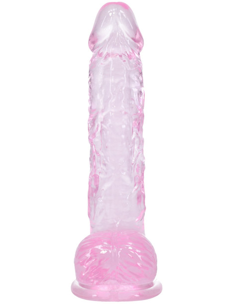 Realistické dildo s varlaty a přísavkou Crystal Clear 5" , RealRock (růžové)